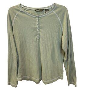 Eddie Bauer Sz XL Women's LS 1/4 Snap Pullover Thermal Under Shirt Blouse